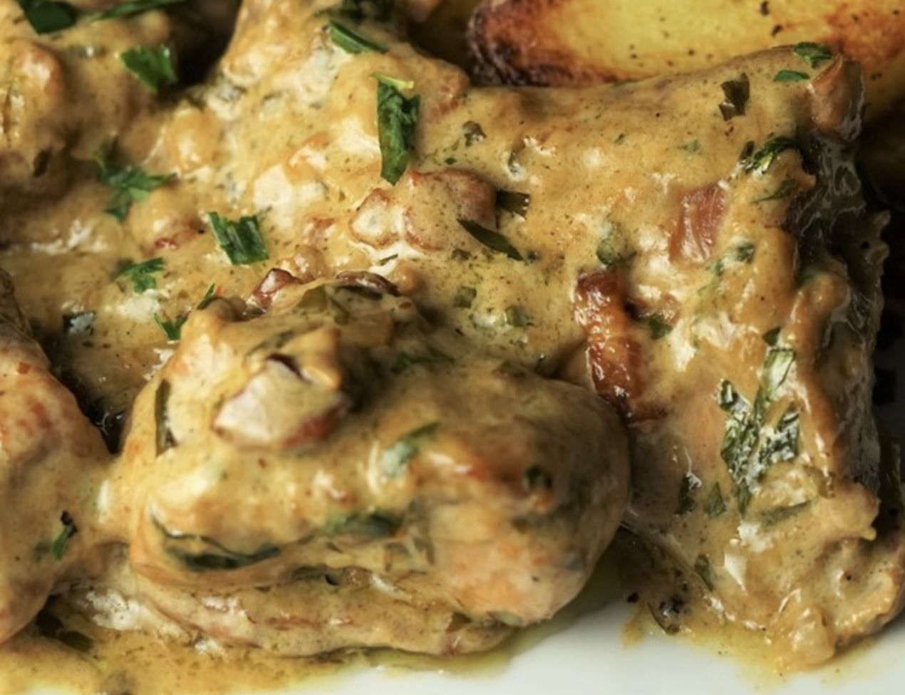 Braised Rabbit in Sour Cream & Garlic Sauce